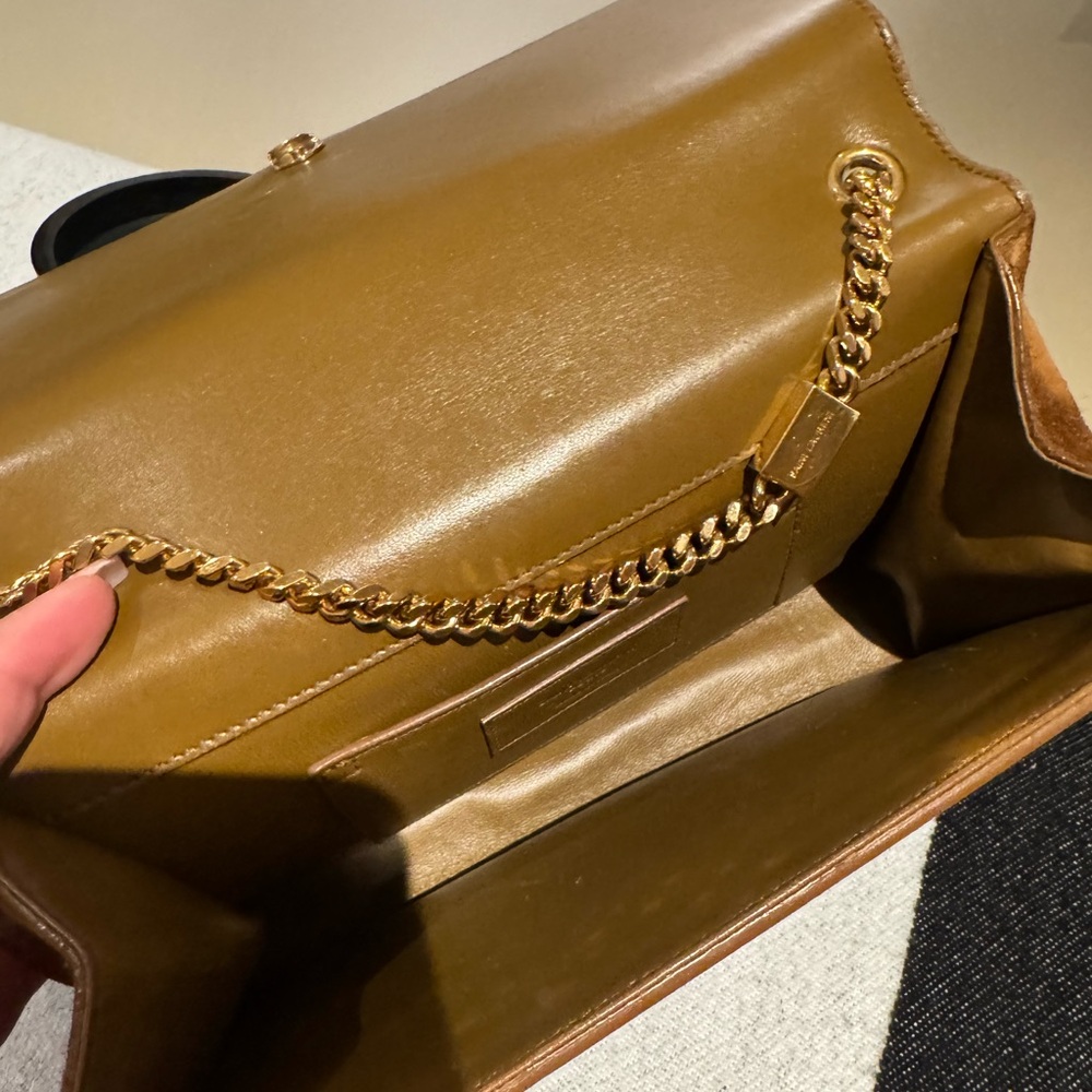 Yves Saint Laurent Tan Suede Tassel Clutch - Picture 5 of 7